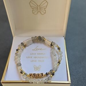 Kohl's Gold and Gray Beaded Bracelet